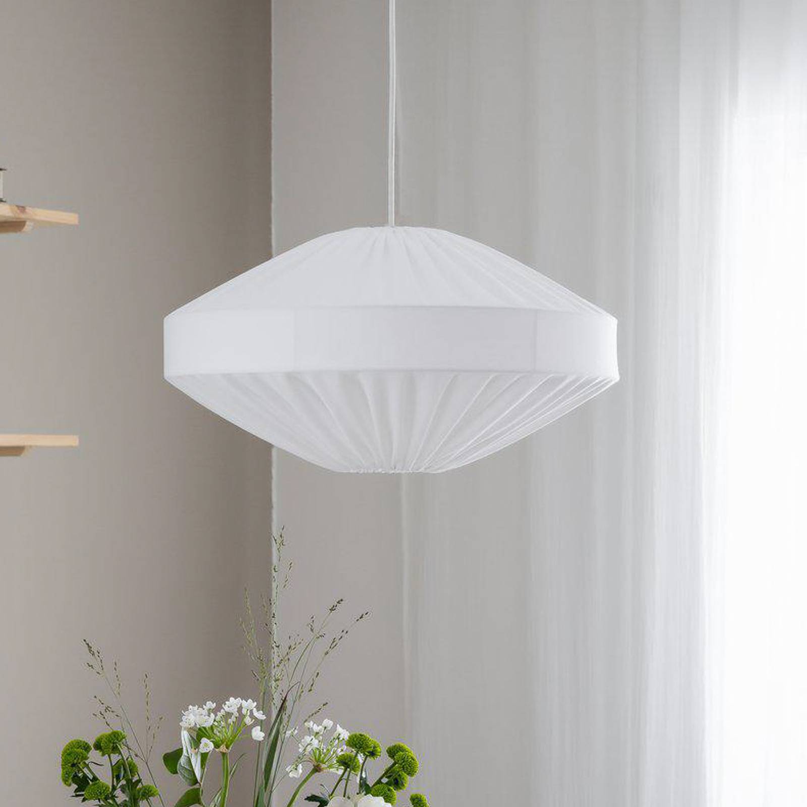 Lampa wisząca PR Home Edith, Ø 50 cm, bawełna, biały