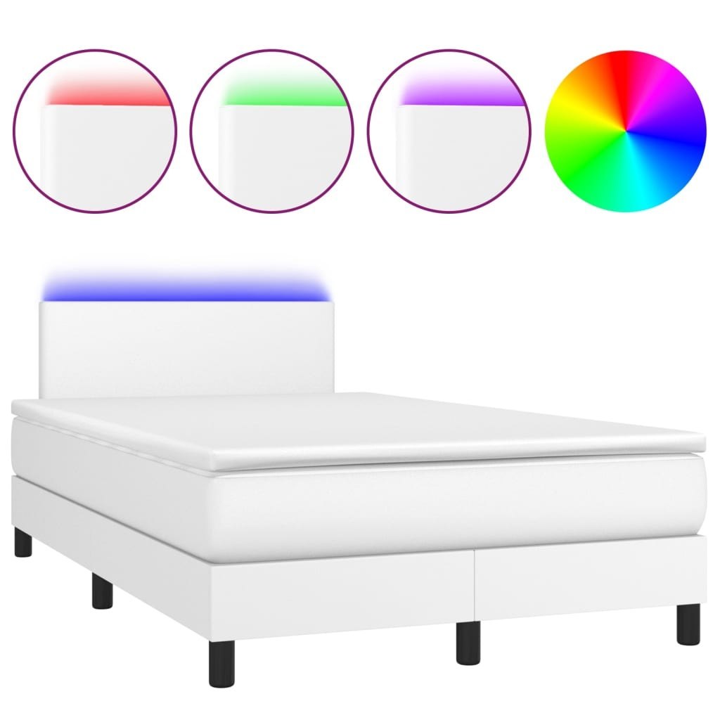 Łóżko kontynentalne z materacem i LED, białe, 120x190 cm Lumarko!