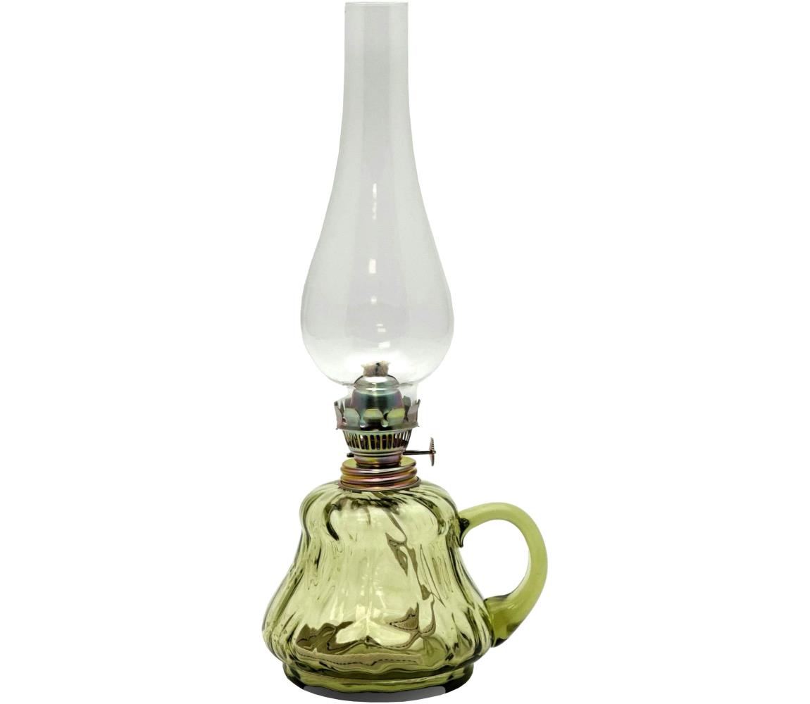 Lampa naftowa TEREZA 34 cm leśna zieleń duża krakle