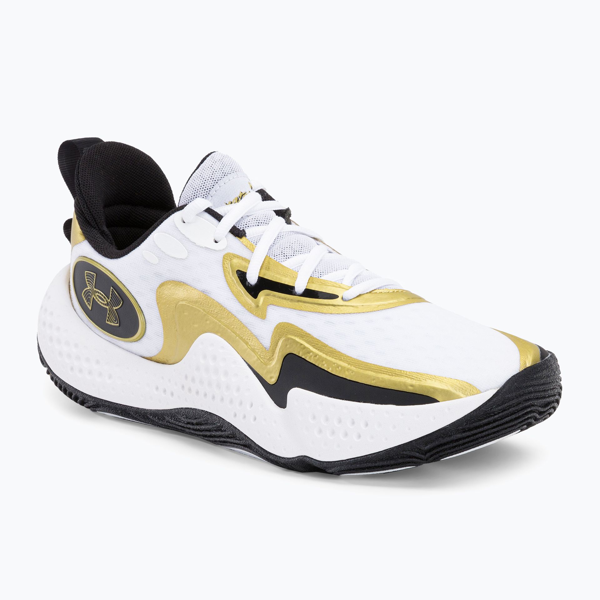 Buty do koszykówki Under Armour Spawn 5 white/black/metallic gold