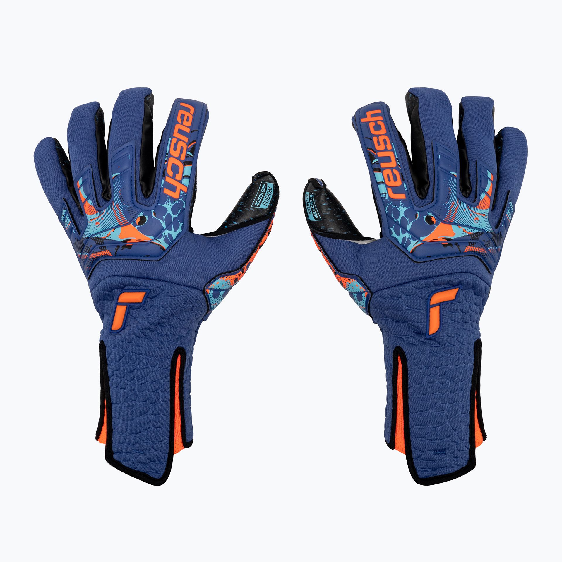 Rękawice bramkarskie Reusch Attrakt Fusion Strapless AdaptiveFlex true blue/schocking orange/black