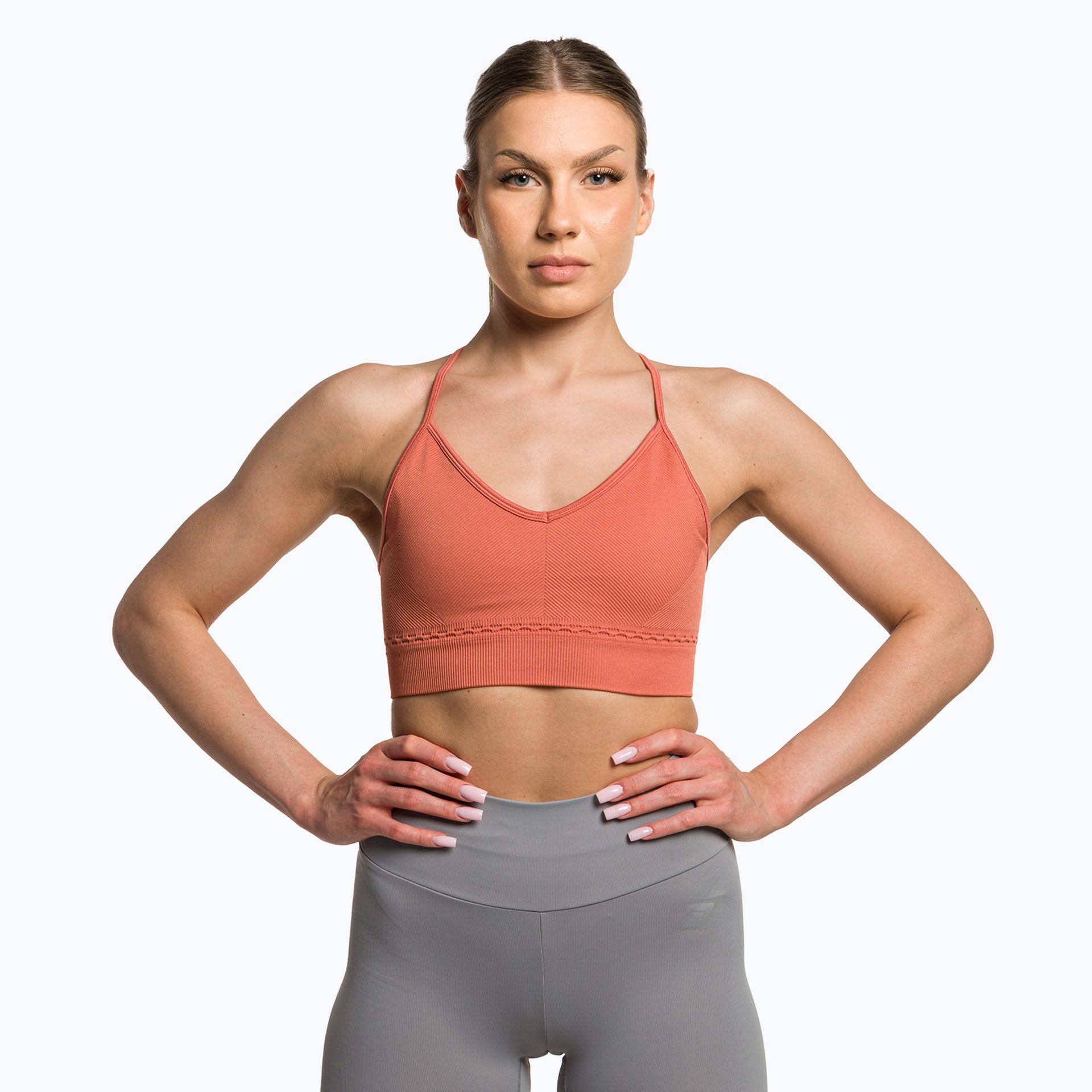Biustonosz fitness Gymshark Studio Sports earth orange