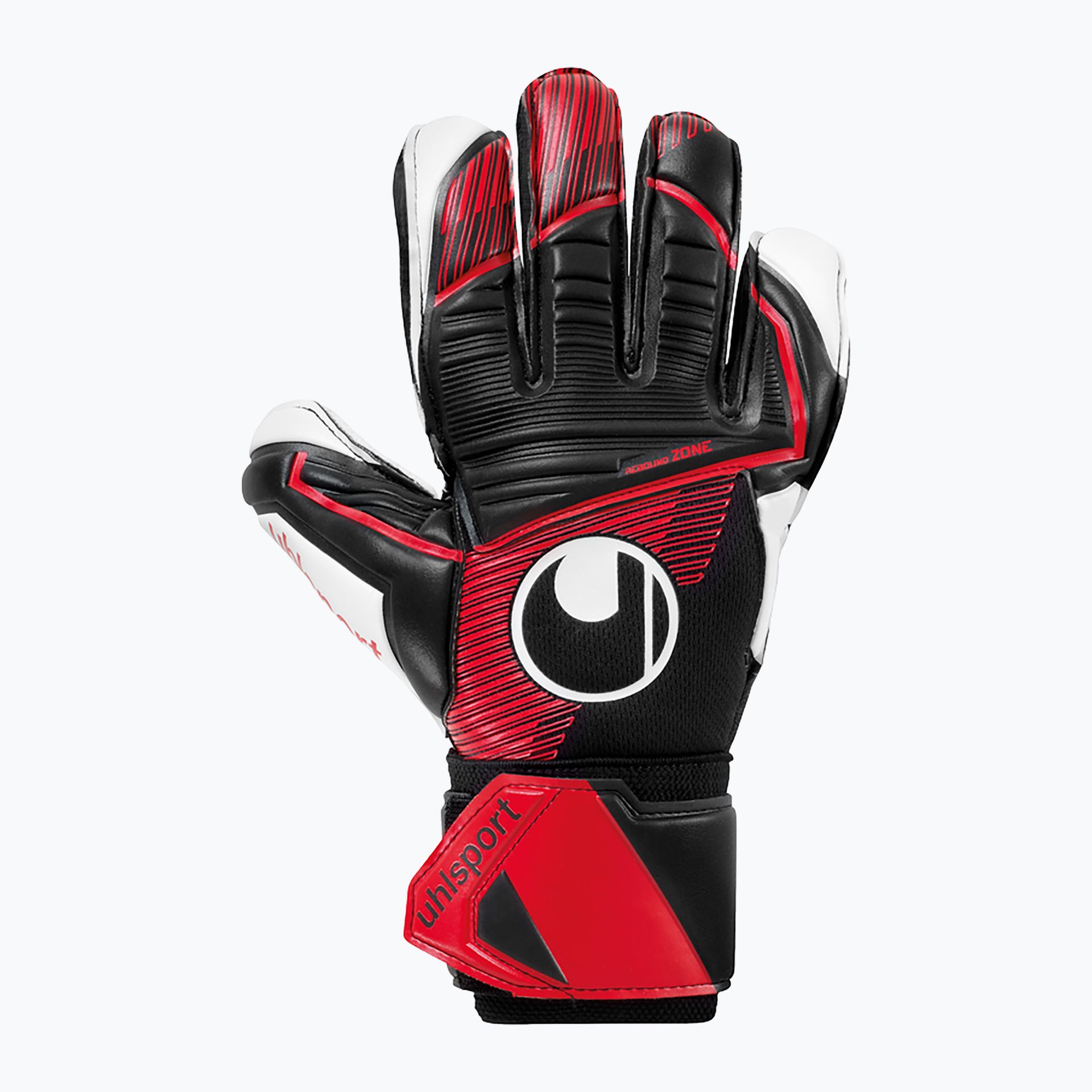 Rękawice bramkarskie uhlsport Powerline Supersoft czarne/czerwone/białe