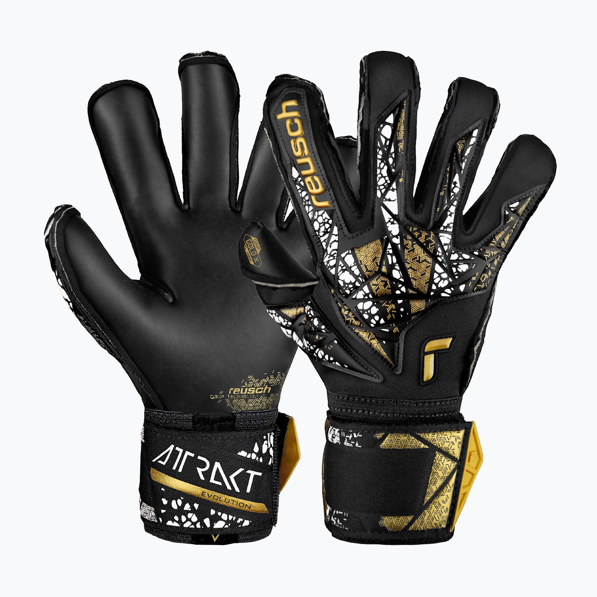 Rękawice bramkarskie Reusch Attrakt Gold X Evolution Cut Finger Support black/gold/white/black