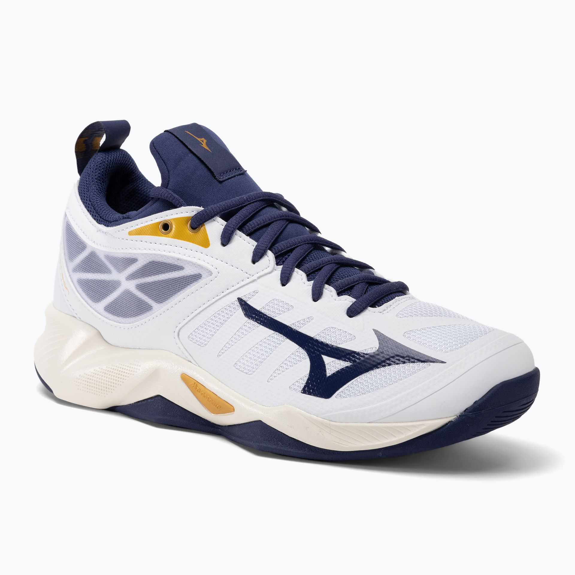 Buty do siatkówki męskie Mizuno Wave Dimension white/blueribbon/mp gold