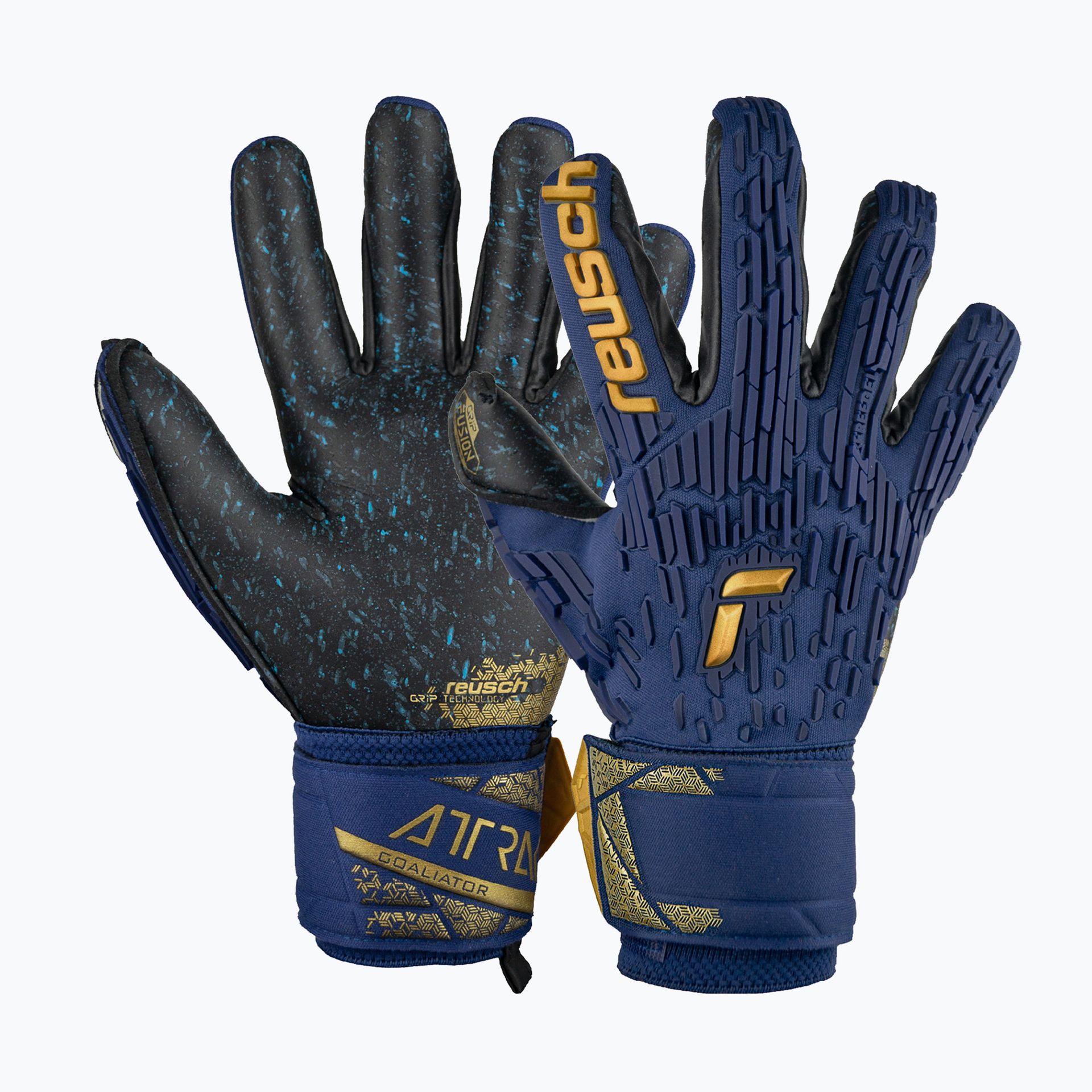 Rękawice bramkarskie Reusch Attrakt Freegel Fusion Goaliator premium blue/gold/black