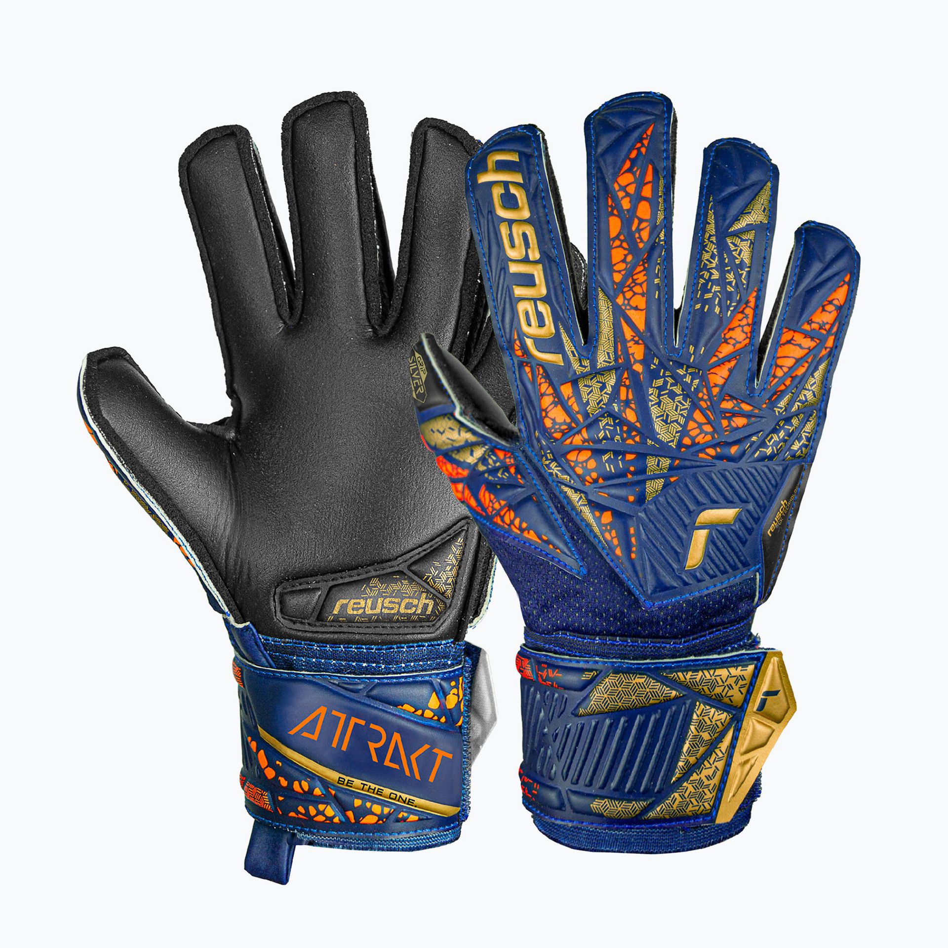 Rękawice bramkarskie dziecięce Reusch Attrakt Silver Junior premium blue/gold/black