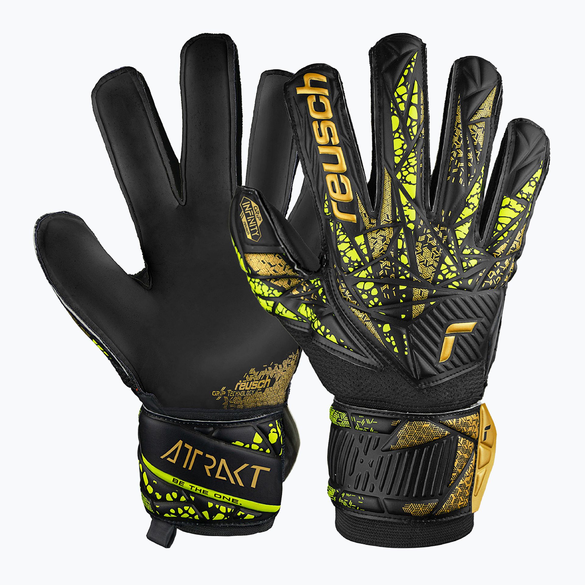 Rękawice bramkarskie Reusch Attrakt Infinity Finger Support black/gold/yellow/black