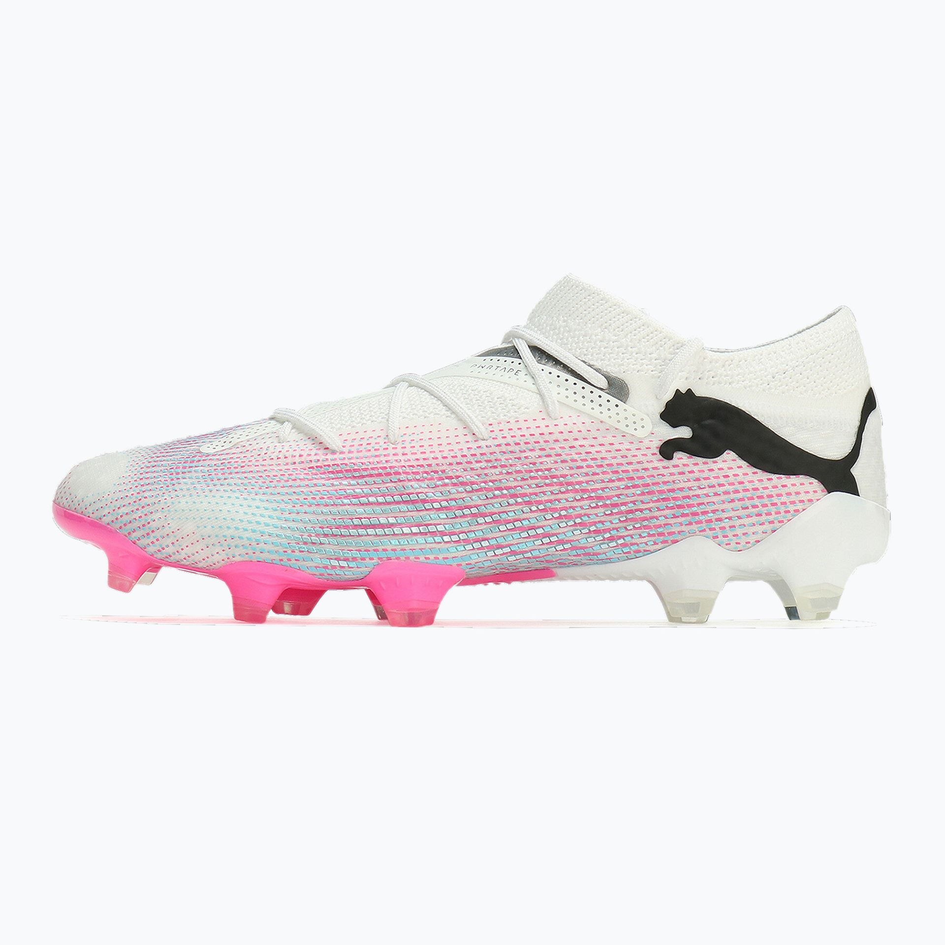 Buty piłkarskie PUMA Future 7 Ultimate Low FG/AG white/black/poison pink/bright aqua/silver mist