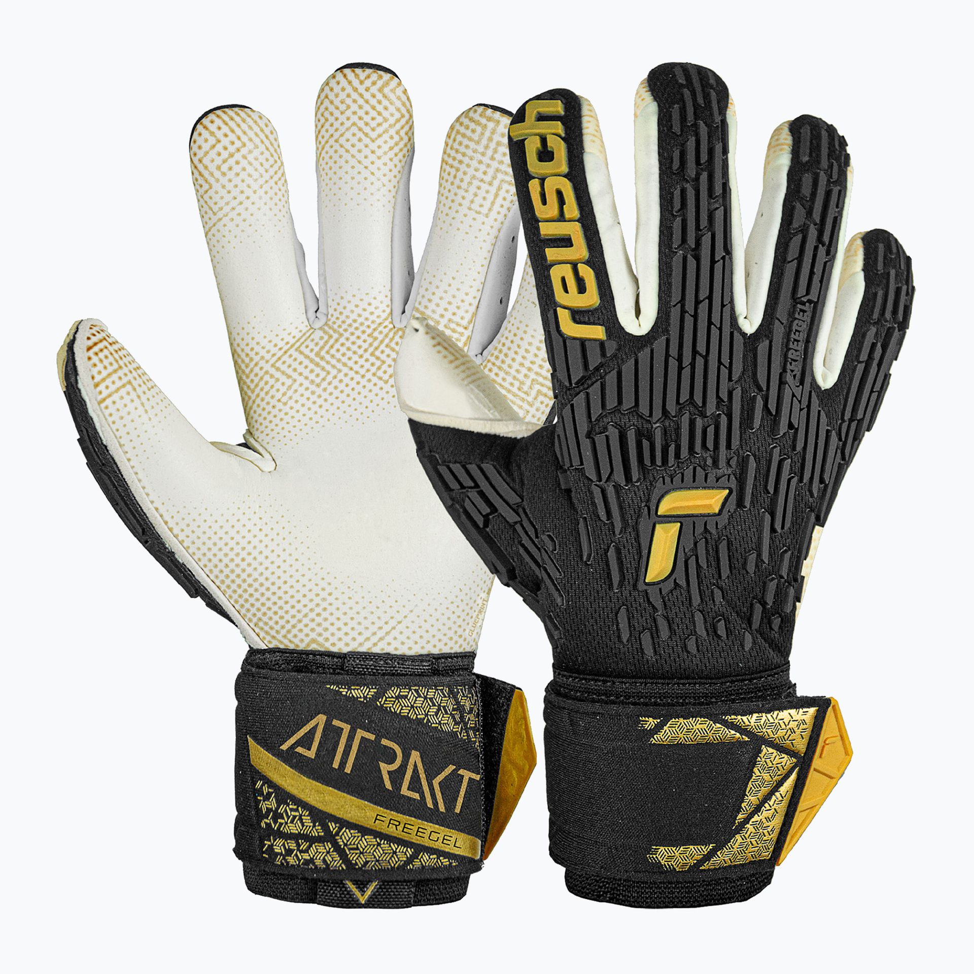 Rękawice bramkarskie Reusch Attrakt Freegel Gold X GluePrint Finger Support black/gold