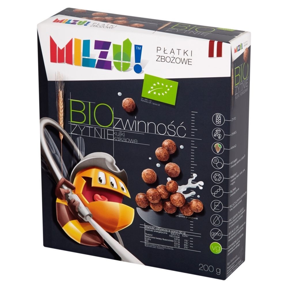 Milzu Bio Żytnie Zwinność Kulki kakaowe 200 g