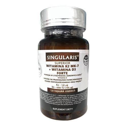 SINGULARIS Superior Witamina K2 MK-7 + Witamina D3 Forte, 120 kaps.
