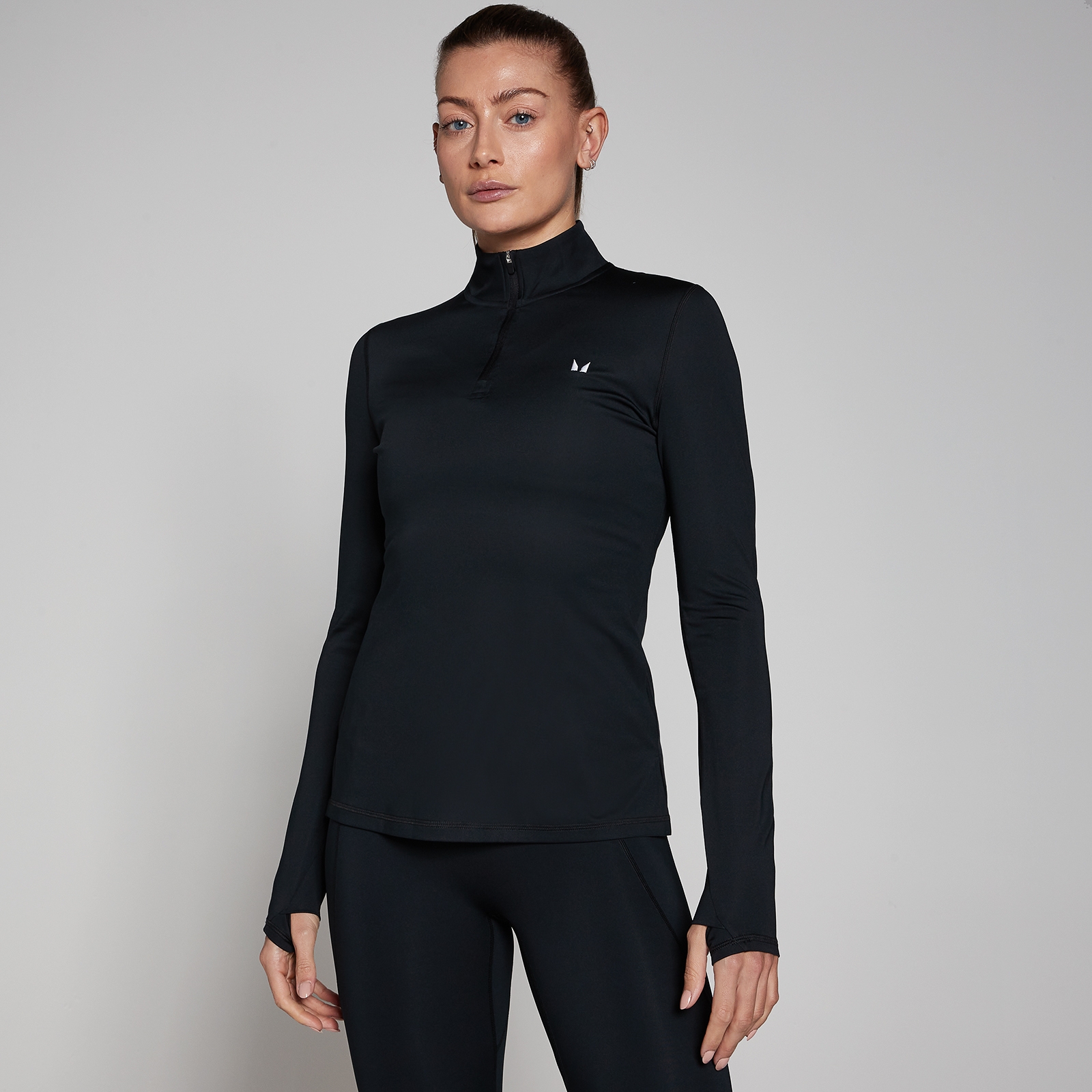 Damska bluza z suwakiem ¼ z kolekcji Training MP – czarna - XL