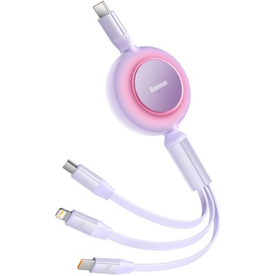 Kabel USB-C 3w1 Baseus Bright Mirror 4, micro USB / Lightning / USB-C, 100W / 3.5A, 1.1m (fioletowy)