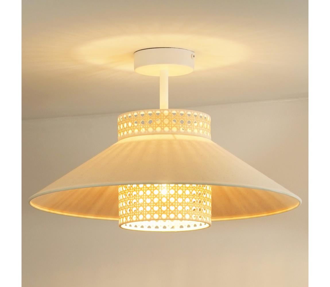 Duolla - Żyrandol natynkowy RIO RATTAN 1xE27/15W/230V śr. 45 cm beżowy/rattan