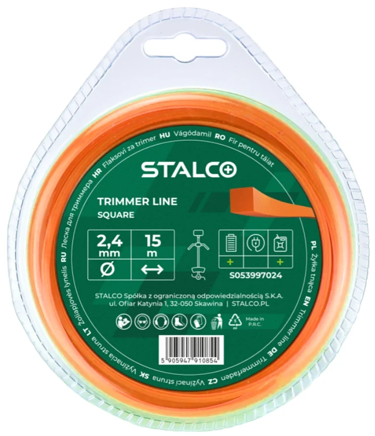 Żyłka do podkaszarki kwadratowa Stalco 2 mm X 15m S053997023