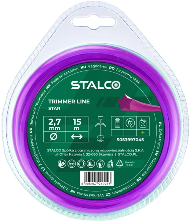Żyłka do podkaszarki gwiazdka Stalco Perfect 2,7mm x 15m S053997045