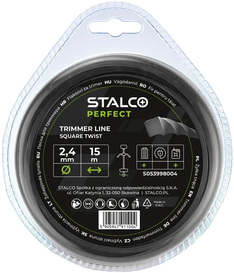 Żyłka do podkaszarki kwadratowa Stalco Perfect 2,4 mm x 90m S053998014