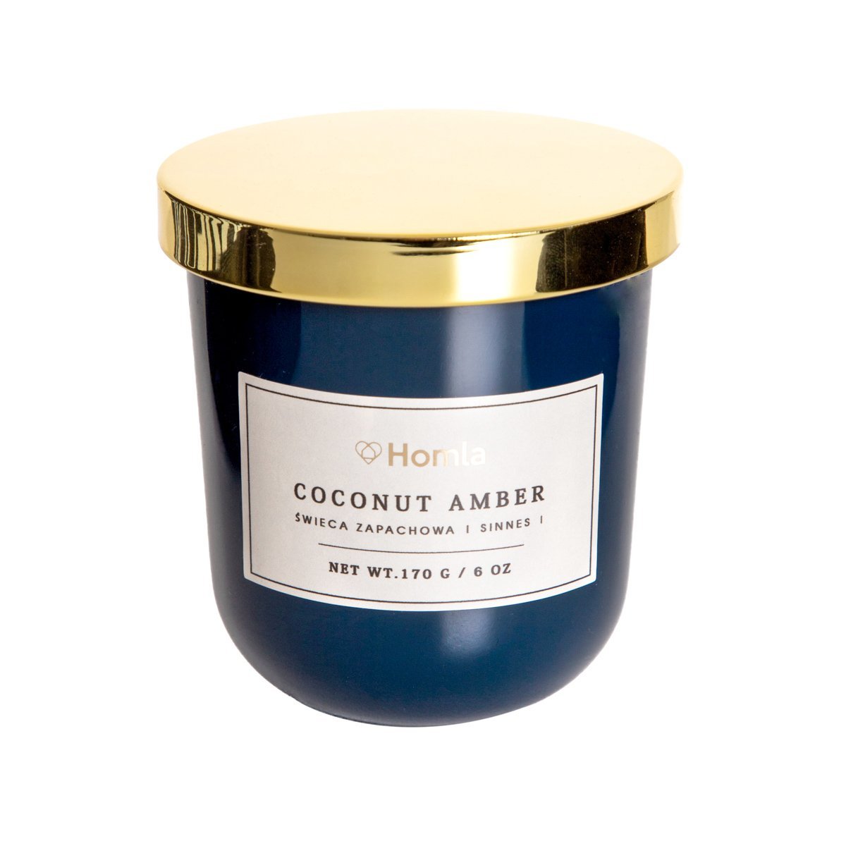 Świeca zapachowa SINNES Coconut & Amber o aromacie kokosa i bursztynu 170G HOMLA