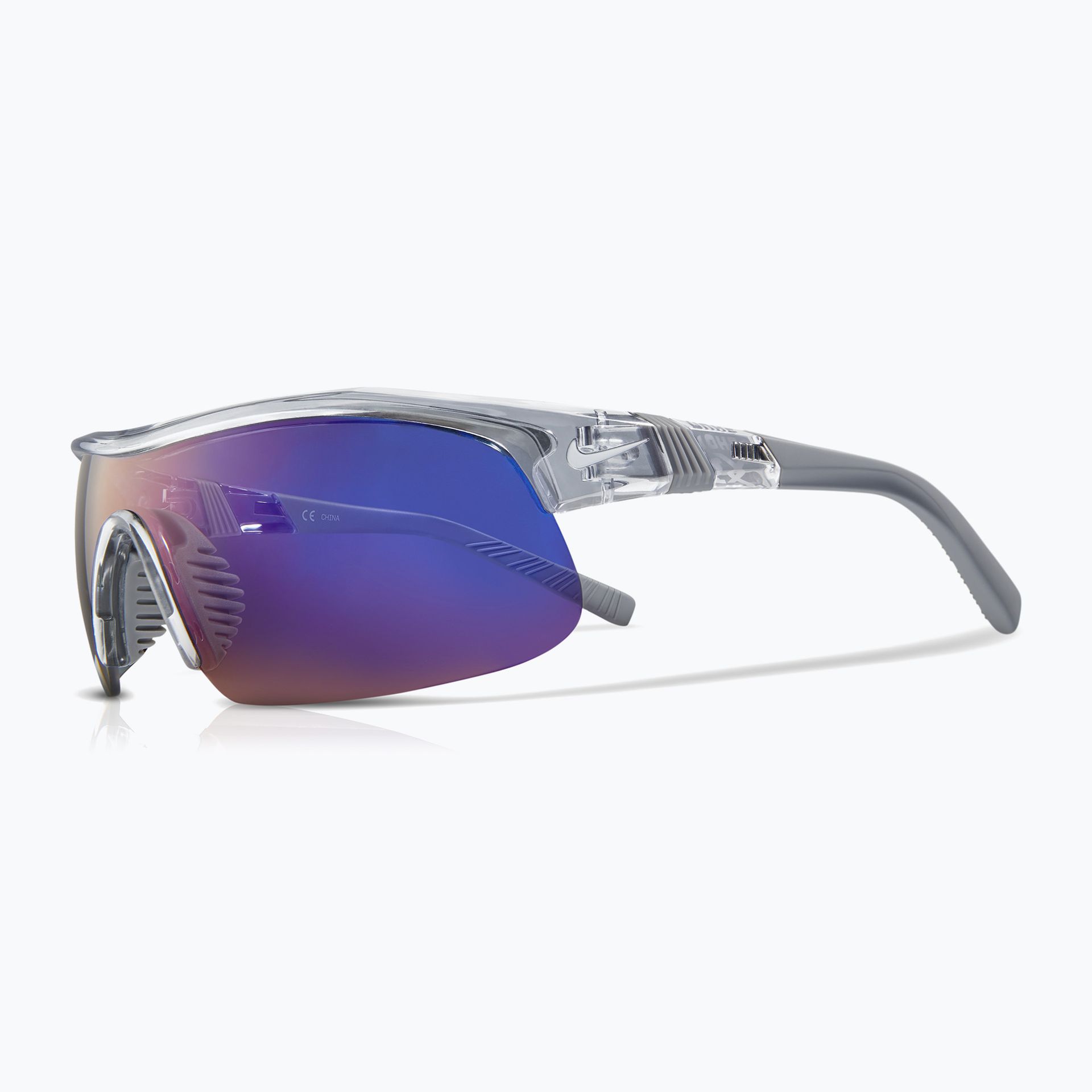 Okulary przeciwsłoneczne Nike Show X1 shiny wolf grey/blue mirror