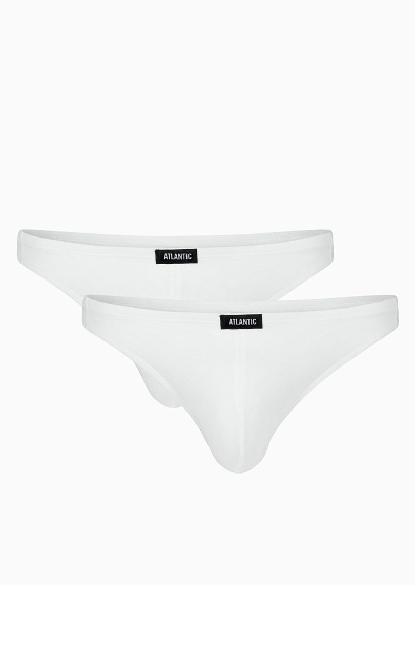 2-pack stringi męskie białe bawełniane 2BMP-253, Kolor biały, Rozmiar S, ATLANTIC - Intymna