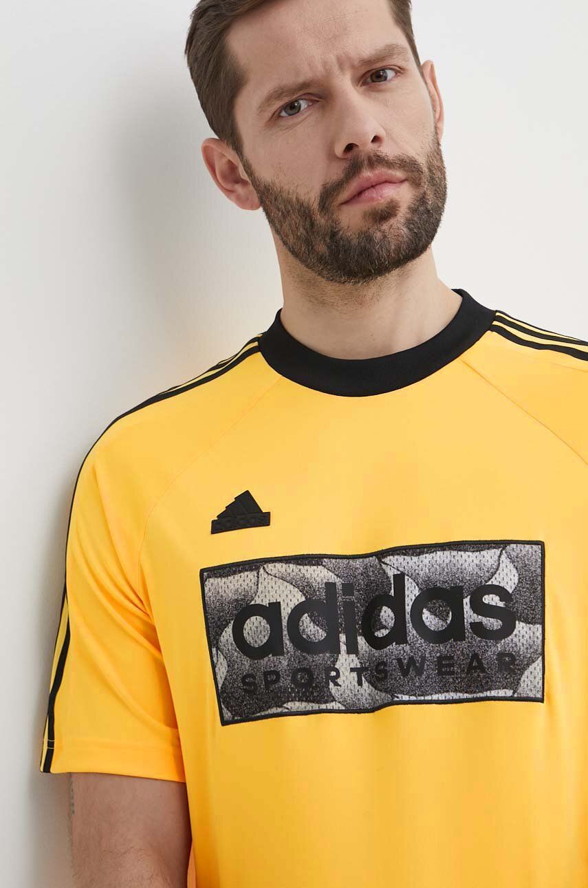 adidas t-shirt TIRO męski kolor żółty wzorzysty IS1536