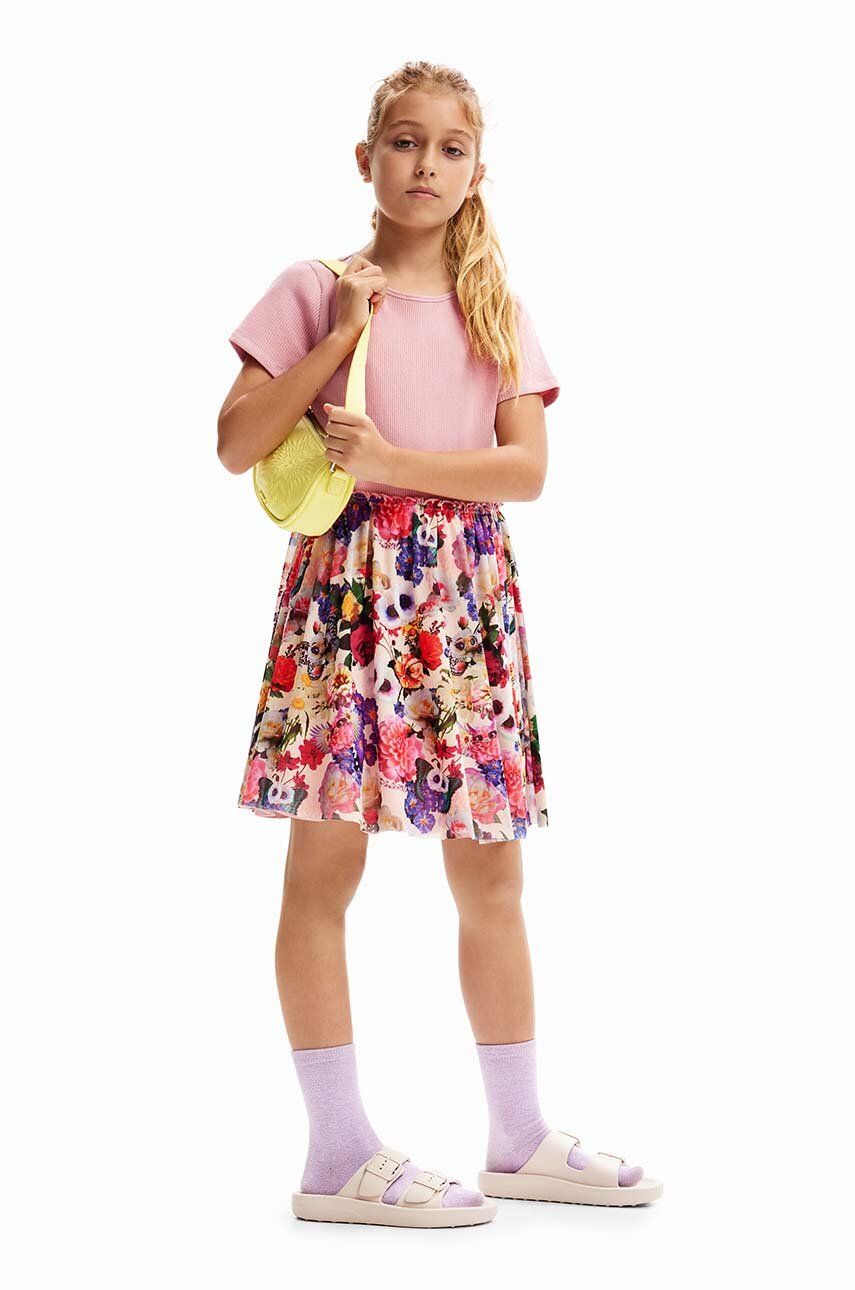 Desigual sukienka dziecięca kolor różowy mini rozkloszowana