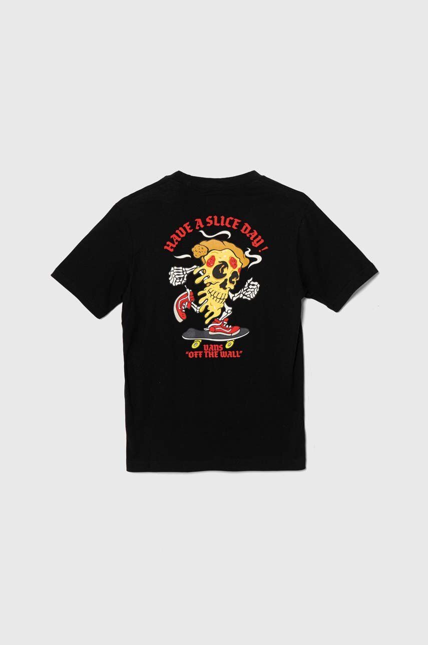 Vans t-shirt bawełniany dziecięcy PIZZA SKULL SS kolor czarny z nadrukiem