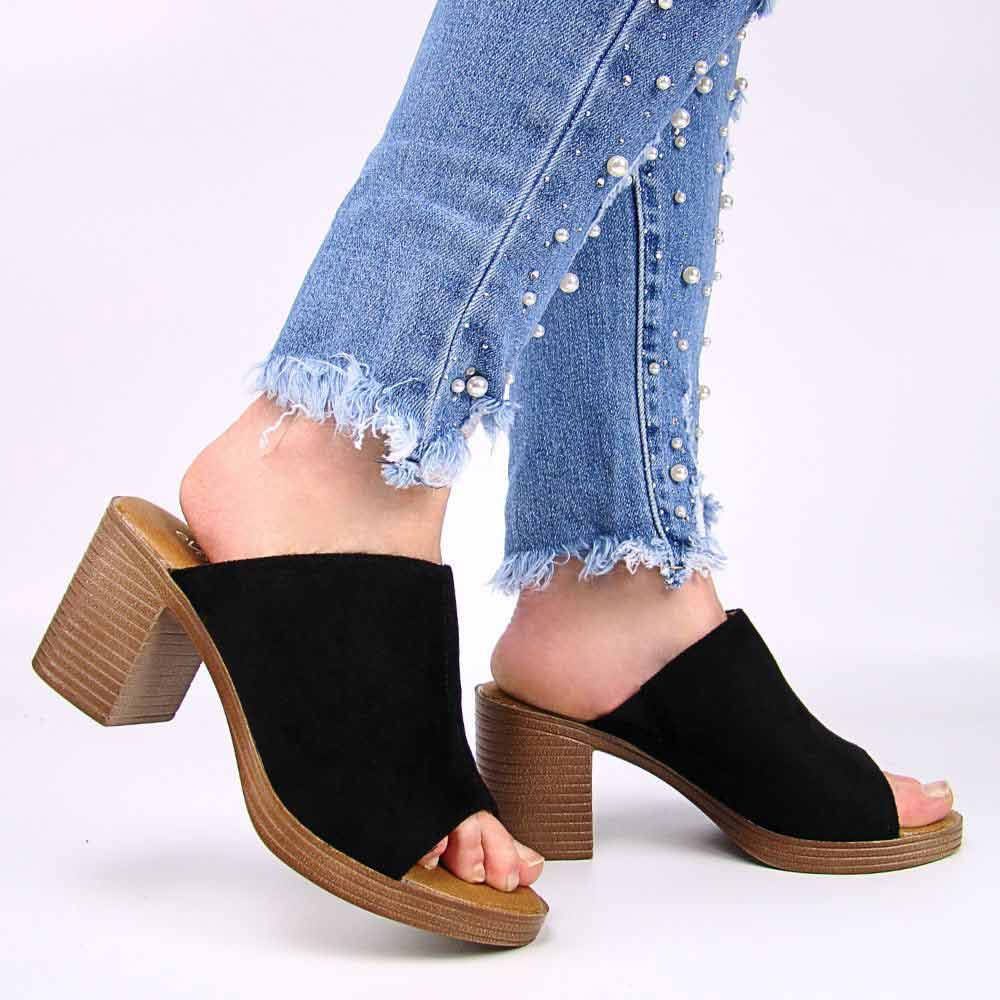 EVENTO 24SD98-6763 klapki damskie eleganckie na słupku czarne