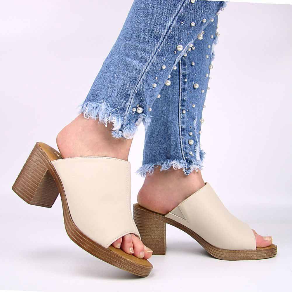 EVENTO 24SD98-6763 klapki damskie eleganckie na słupku beżowe