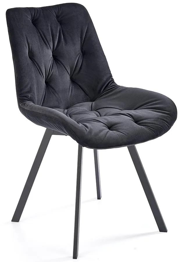 Czarne metalowe krzesło z obrotowym welwetowym siedziskiem K2-F43