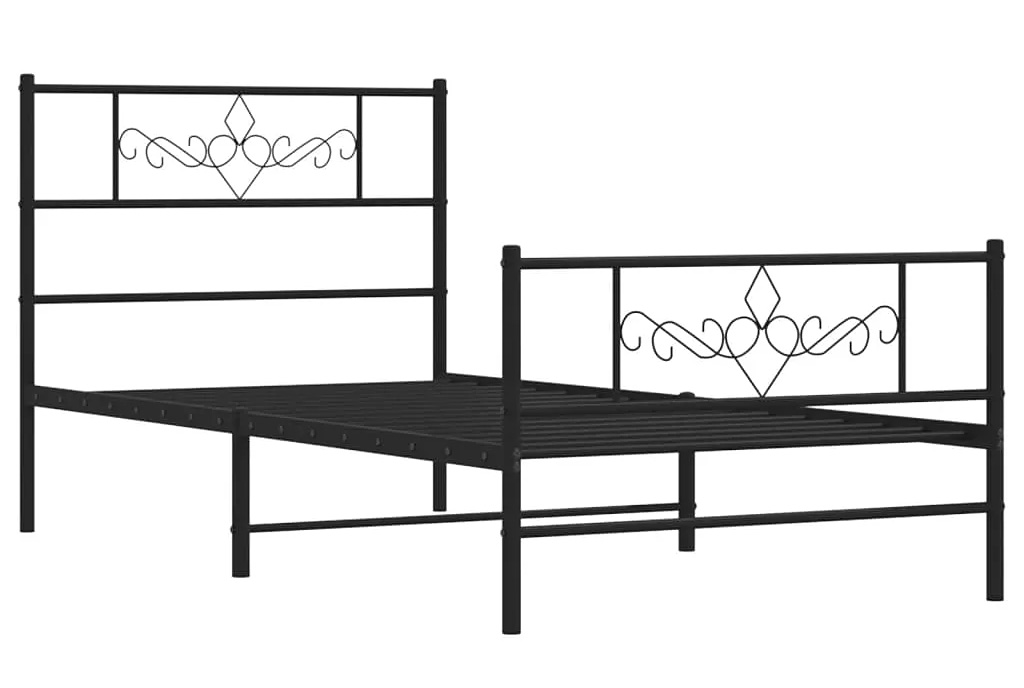 Czarne metalowe łóżko jednoosobowe 90x200 cm F8-Z18