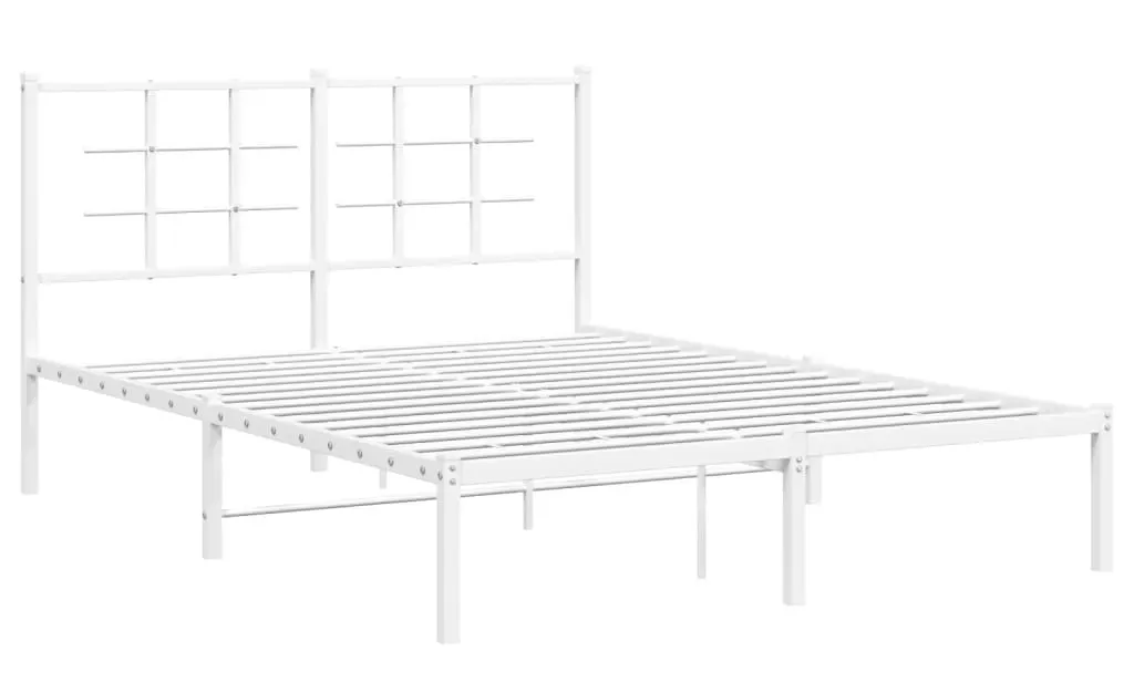 Białe duże łóżko z metalu 160x200 cm - Laxo