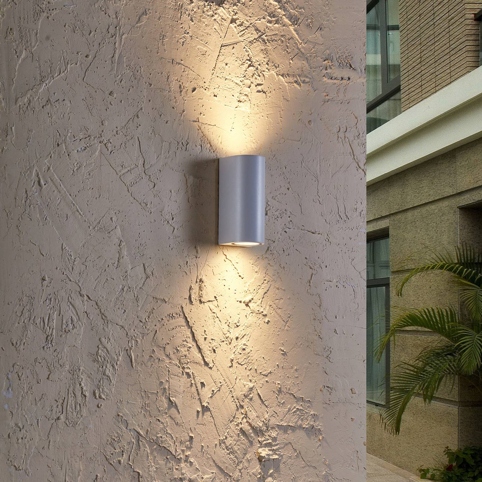 Zewnętrzna lampa ścienna Prios Tetje, biała, okrągła, 16 cm, zestaw 4 sztuk