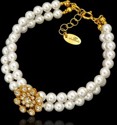 Kryształy Perły Piękna Bransoletka Crystal Flow Gold Złote Srebro