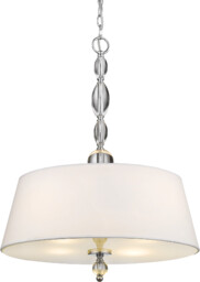 LAMPA WISZĄCA Cancun okrągła, kryształowe detale, biały abażur, klasyczna elegancja