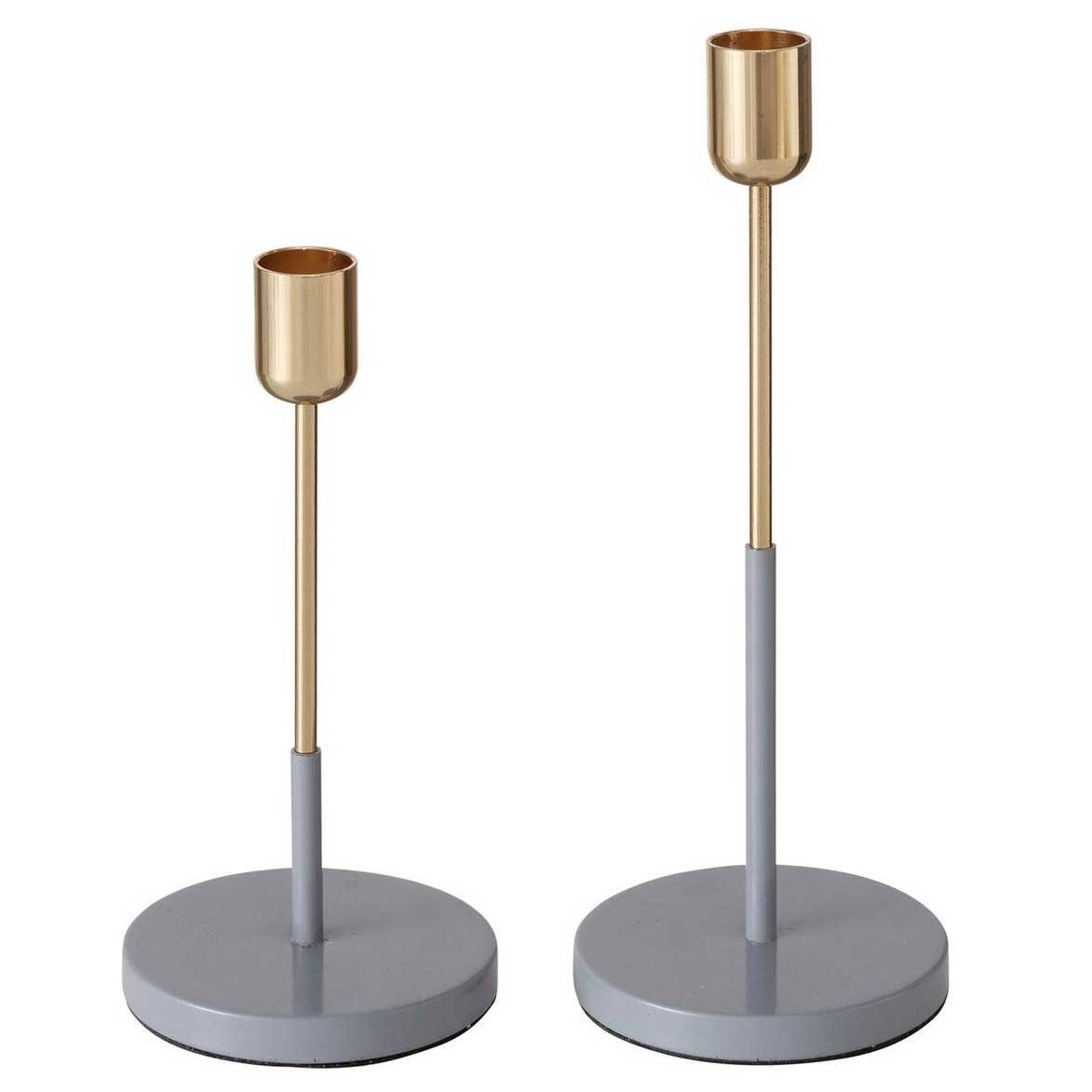 Świeczniki metalowe na jedną świecę TELMO, 2 sztuki