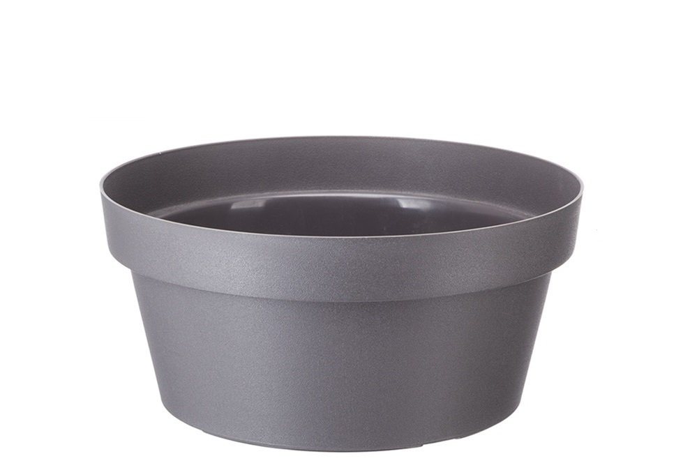 Misa plastikowa na kwiaty donica doniczka okrągła osłonka MELROSE średnica 20 cm tworzywo sztuczne szary matowy