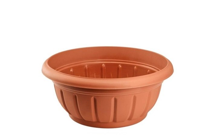 Misa plastikowa na kwiaty donica doniczka okrągła osłonka VERONA średnica 20 cm tworzywo imitacja ceramiki terakota rudy ceglasty