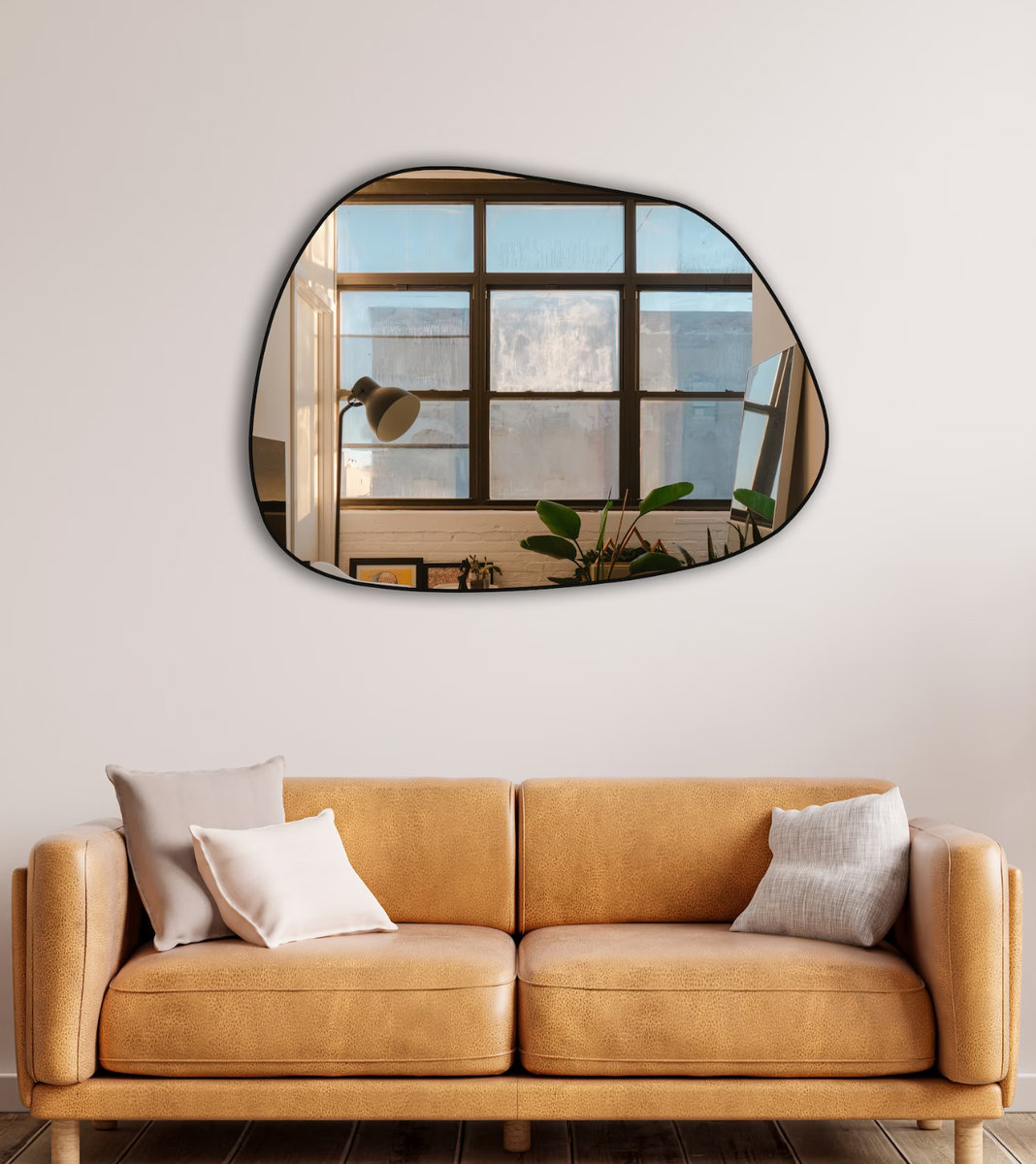 Lustro ścienne asymetryczne 75x55cm w czarnej ramie