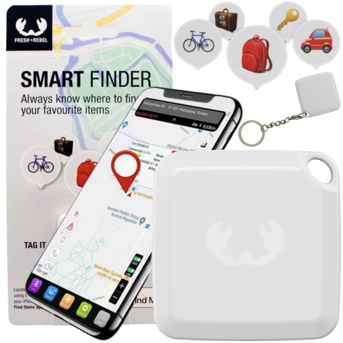 Inteligentny Lokalizator Gps Mini Finder Tracker Śledzenie + Brelok Bateria