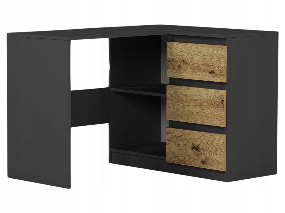 MEBLE BIURKO NAROŻNE KOMPUTER PRAWE antracyt mix artisan N-4P