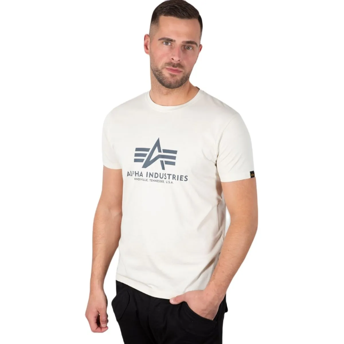 Koszulka Alpha Industries Basic 100501 578 - Jet Stream White RATY 0% | PayPo | GRATIS WYSYŁKA | ZWROT DO 100 DNI