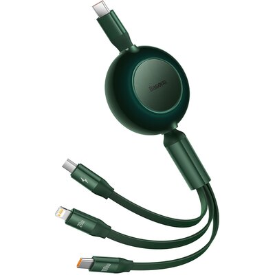 Kabel USB-C 3w1 Baseus Bright Mirror 4, micro USB / Lightning / USB-C, 100W / 3.5A, 1.1m (zielony)