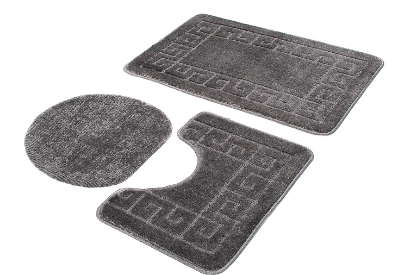 Grafitowy miękki komplet dywaników łazienkowych N1-C92