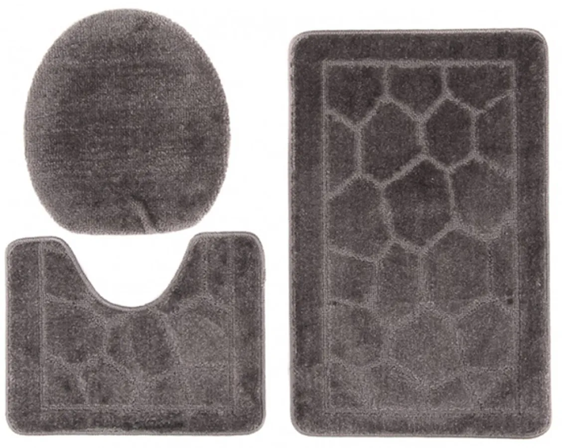 Designerski szary komplet dywaników łazienkowych G9-W31