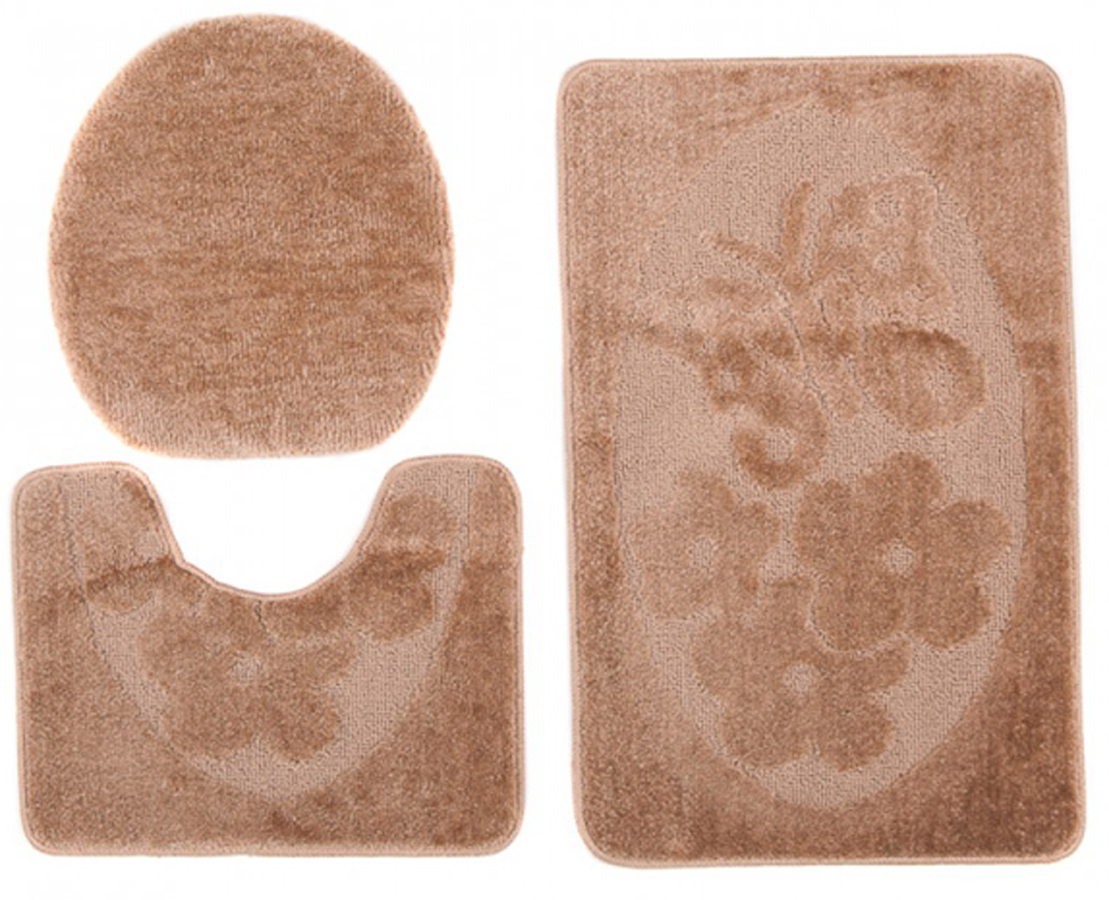 Antypoślizgowy brązowy komplet dywaników łazienkowych L2-T71