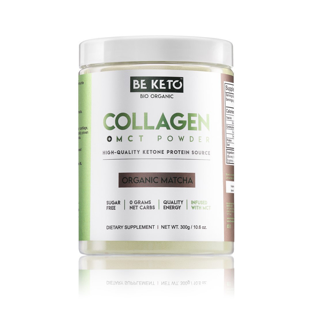 BeKeto Keto Kolagen z Olejem MCT, Organiczna Matcha - 300 g