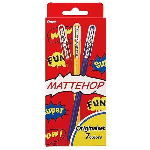 Pentel Mattehop 1,0 mm Żelowy Wałek 7 szt. Portfel - Oryginalne kolory