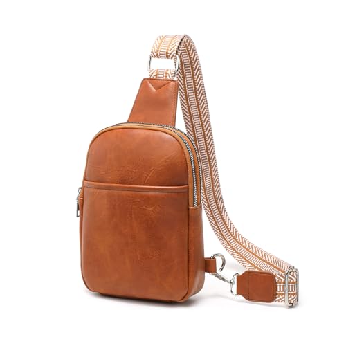 Miss Lulu Damska torba na brzuch, torba na ramię, damska torba crossbody, mała torba na ramię damska, brązowy, jeden rozmiar